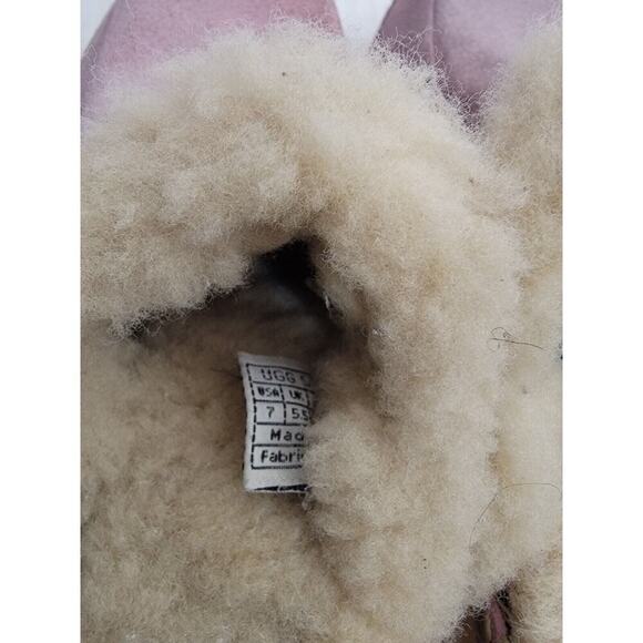 UGG Kalie Clogs Sz 7 Lavender Suede Sheepskin Lined Wood Sole Slip On 5426 - Picture 8 of 9